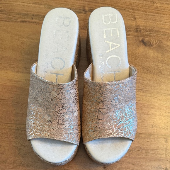 Beach By Matisse Shoes - Beach by Matisse Rose Gold Floral Slide Mules